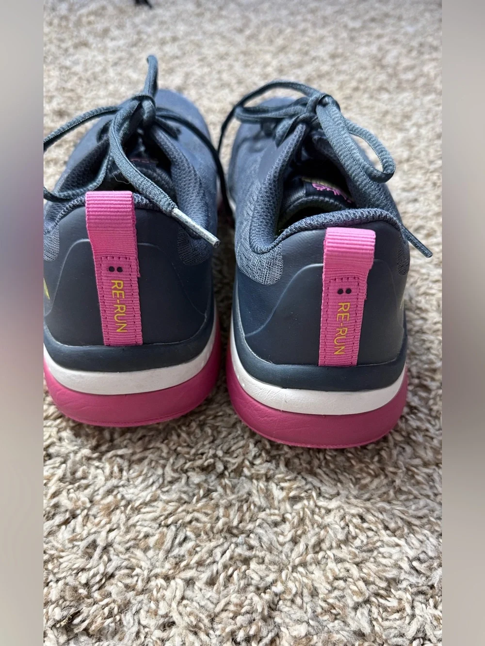 Ryka Re-Run Charcoal Gray & Pink Athletic Sneakers with Pink Accent
